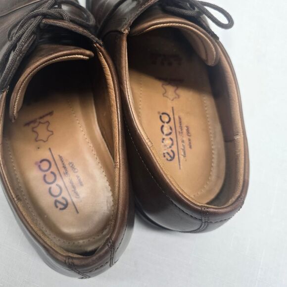 Mens Ecco Lace Up  Dress Shoes Brown SZ 42 EXTRA WIDTH main image 8